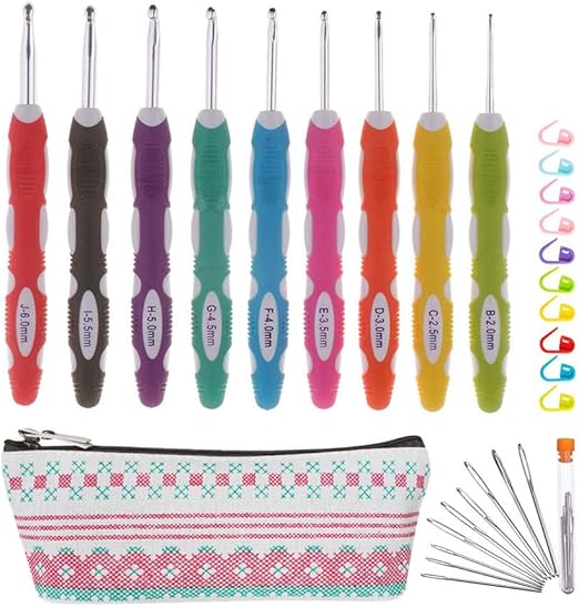 Crochet Hooks Set with Ergonomic Soft Handle, Crochet Hooks with