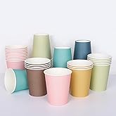 Whaline 60Pcs Boho Colors Paper Cups 6 Neutral Colors Disposable Drinking Cups for Cold Hot Coffee Wedding Birthday Holiday Party Table Decor Supplies, 9 Oz