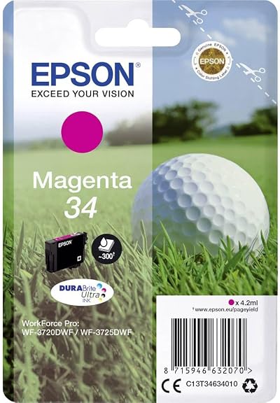 Epson 34 Magenta DURABrite Ultra Ink Cartridge Standard Capacity WF-3720 WF-3725
