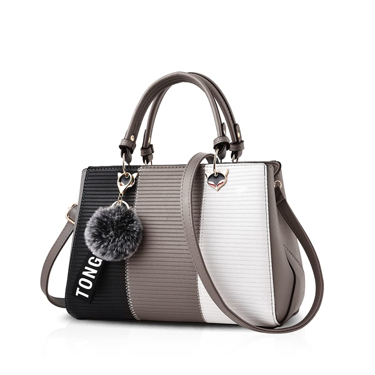 Nicole&Doris Exquisite Women Handbags Shoulder Bag Crossbody Messenger Bag Tote Satchel for Lady PU Leather Gray