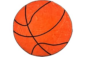 COSIBOA Basketball Rug - Soft, Fluffy Round Area Rug for Boys Bedroom, Bathroom, Living Room - Soccer Decor, 31.5 inches (Orange)
