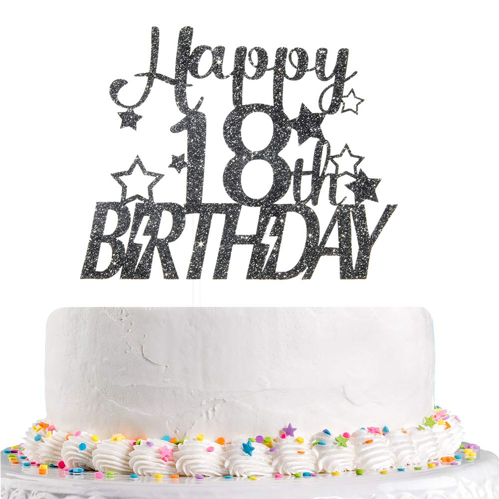 Glitter Happy 18th Birthday Cake Topper for Sweet Eighteen Birthday ...