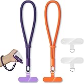 KITANIS 2 Pack Phone Lanyard,2×Hand Wrist Strap,4×Tether Tabs,Universal Cell Phone Multifuctional Patch Polyester Lanyards,Cell Phone Hand Strap for Women and Men(purple+orange)