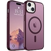 SUPFINE Magnetic for iPhone 15 Case (Compatible with MagSafe) (Military Grade Drop Protection) Slim Translucent Matte Shockproof with Anti-Fingerprint Phone Case, Wine Red