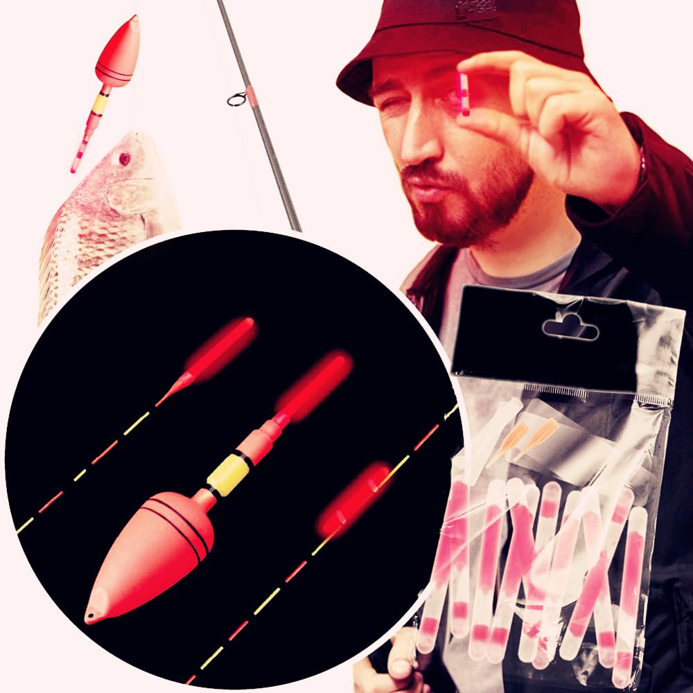 Glow Fever Bulk 100 PCS Night Fishing Float Fluorescent Glow Sticks, Dia. 4.5mm Light Visibility Up To 30M, Luminous Float Used on Floats Bobbers Rod tip Pole (Red)
