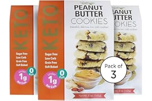 Too Good Gourmet Peanut Butter Flavored Keto-Friendly Cookies, Soft-Baked, Low Carb, Sugar and Grain-Free, 3 Boxes, 5oz Each