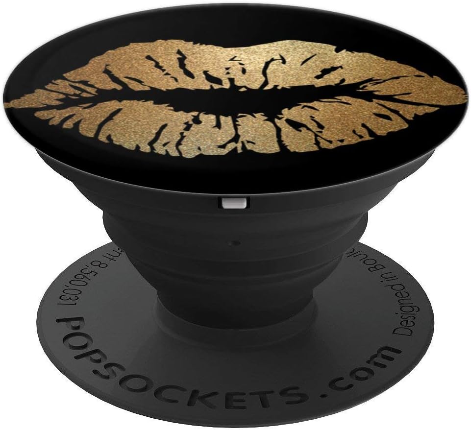 Gold Lips Black PopSockets PopGrip: Swappable Grip for Phones & Tablets PopSockets Adhesive PopGrip