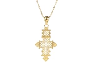 CHUANGBANG JEWELRY Gold Plated Filled Ethiopian Cross Pendant Necklaces Chain