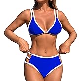 Cromi Bikini Sets for Women Two Piece Swimsuit Triangle Top String Color Block Bathing Suit