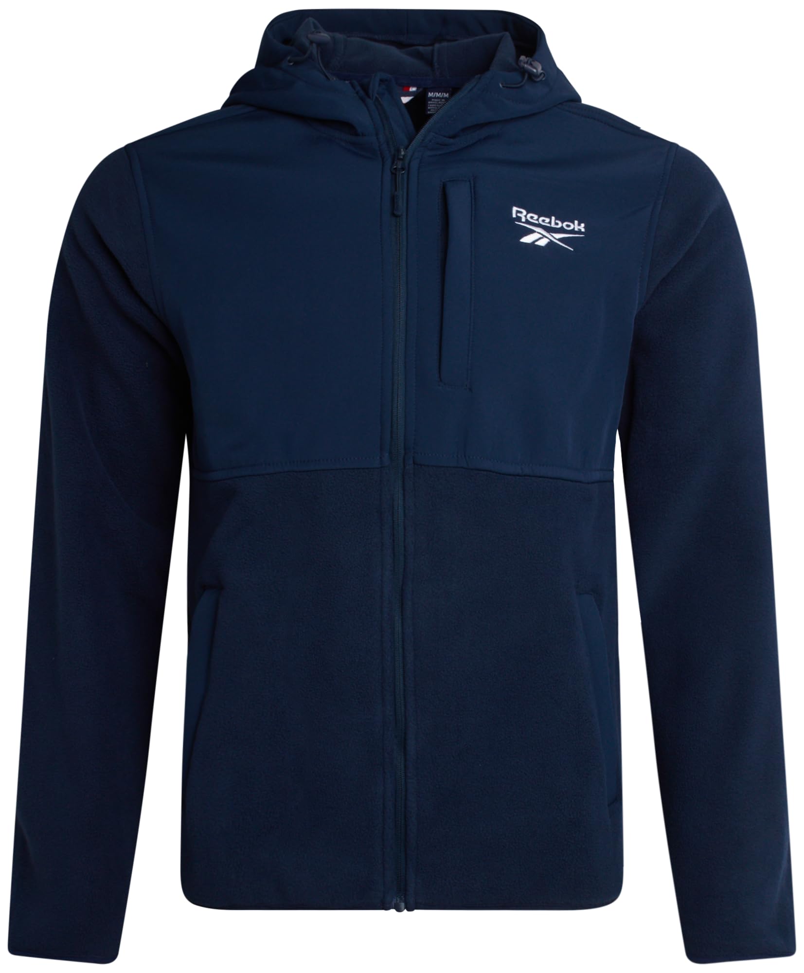 Photo 1 of Reebok Mens Fleece Jacket - Lightweight Polar Fleece Zip Up Winter Jackets for Men - Gym Workout Running Outdoor Mens Jacket, Size Medium, Vector Navy Blue