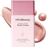 MCoBeauty Super Glow Blush Drops - Blush Pink - Liquid Cheek Color Tint | Buildable Liquid Flush For Your Cheeks, Skincare Makeup Hybrid, Nourishing Jojoba And White Tea, Vegan &amp; Cruelty Free