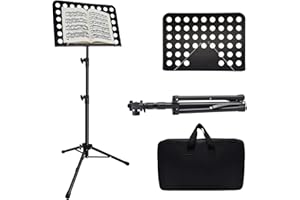 TIALERO Sheet Music Stand, Music Stand for Sheet Music High Stability, Height Adjustable Music Sheet Stand with Carrying Bag, Portable Music Book Holder (2 Packs music sheet stand) (1)