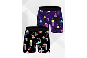 2pcs Set of Men's Boxer Briefs Letter Hearts Printing Novelty Underwear for Men Elastic Underpants for Summer