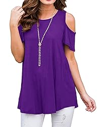 Afibi Women's Casual Short Sleeve Cold Shoulder
