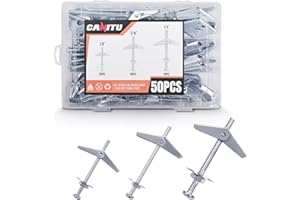 Canitu 50Pcs Toggle Bolt and Wing Nut Kit,1/8 Inch, 3/16Inch, 1/4Inch Butterfly Toggle Drywall Anchors Screws Assortment Kit with Hex Nuts,Washers for Hanging Hollow Walls & More
