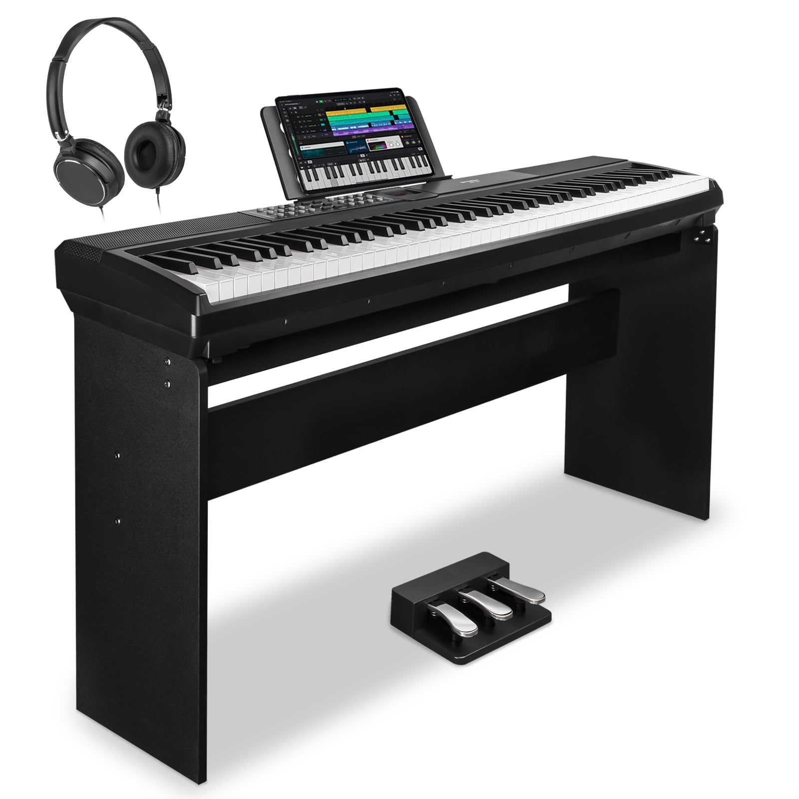 Photo 1 of *USED*
STRICH 88 Keys Weighted Keyboard Piano with Stand & Sustain Pedal, Hammer-Action Digital Piano, Full-size Electric Piano Keyboard Supports USB-MIDI/Wireless Connect, 15W×2 Built-In Speakers, SDP-120