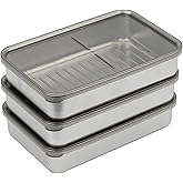 Mochiglory 900ML 3-Piece Set Stackable Stainless Steel Food Storage Containers – Freezer & Dishwasher Safe, Ideal for Cheese, Meat, and More