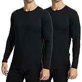 2 Pack Thermal Shirts for Men Crewneck Long Sleeve Thermal Undershirt Men Base Layer Cold Weather Thermals Lightweight