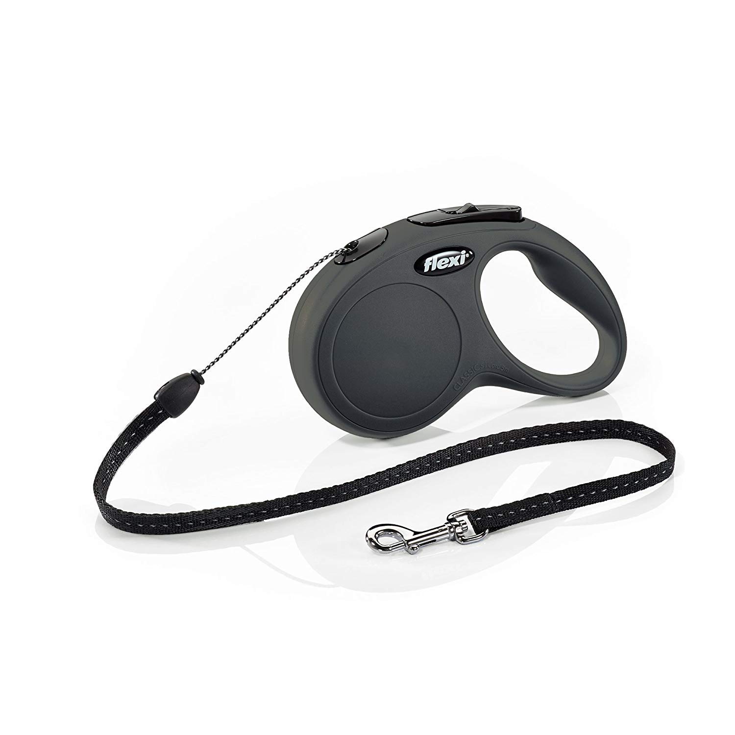 FLEXI New Classic Retractable Dog Leash (Cord), 16 ft, Small, Black