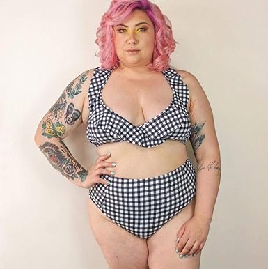 Top Biquíni Plus Size Babados Vichy