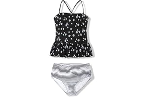 Tutorutor Kid Girls High Waisted Cute 2 Piece Peplum Halter Bikini Sets Ruffle Floral Print Teen Spaghetti Swimsuits