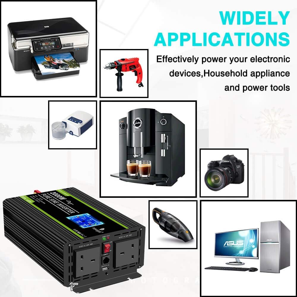 NOVOPAL 2000W Pure Sine Wave Inverter 24V to 230V 240V Car Power Converter with LCD Display - Image 5