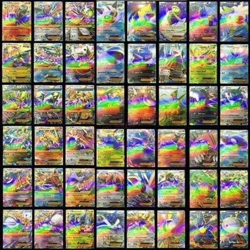 100 PCS Poke TCG Style Card Holo EX Full Art : 80 EX + 20 Mega no Repeat New