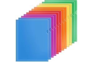 KTRIO Clear Plastic Folders Sleeves 12 Pack, 6 Assorted Colors, Documents Project Pockets for Letter Size 8.5x11 Paper, L Sha