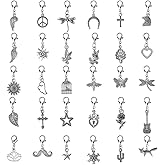 ASUNFO 30 Pcs Clip on Charms Pendants Vintage Mixed Animal Flower Heart Beads Charms with Lobster Clasps for DIY Jewelry Making Bracelets
