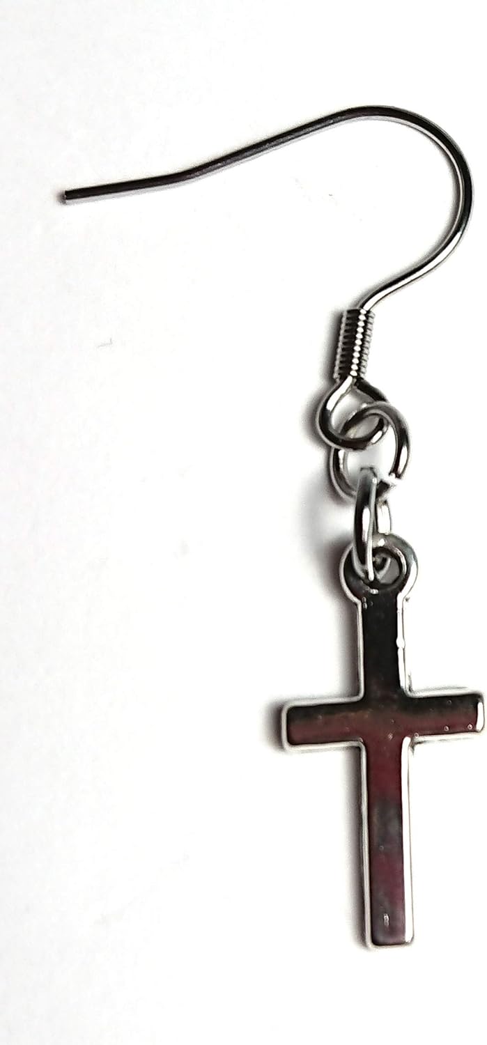 Amazon H544 Shout Rue 低刺激 チタン 十字架 フック式 ピアス シルバー チタンフック 片耳 1個 ピアス 通販