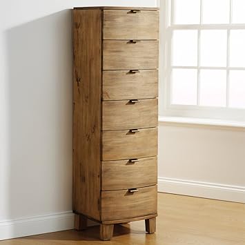 Mountrose Olivia Curved 7 Drawer Tallboy Rustic Pine Amazon Co