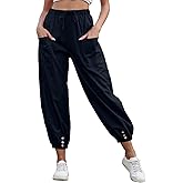 Women Capri Pants Lounge Drawstring High Elastic Waist Wide Leg Quick Dry Pants Cinch Bottom Trousers