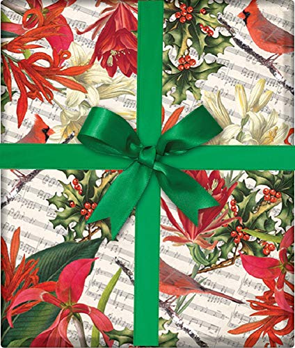 Cardinal & Holly Music Note Holiday Gift Wrapping Paper Roll - 24