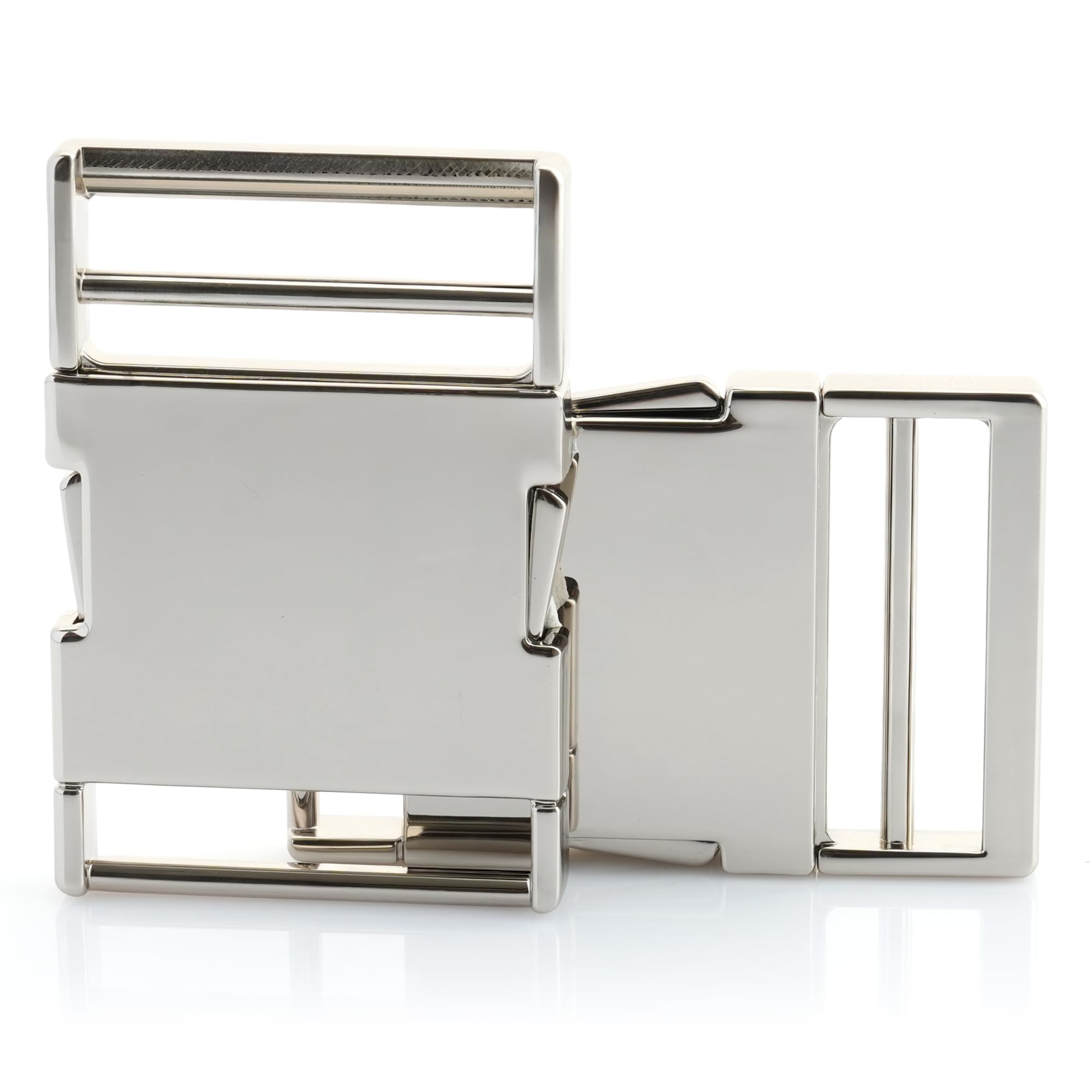 CRAFTMEMORE Metal Quick Side Release Buckle Quality Webbing Bag Clip Flat Lock Belt Strap Backpacks Collar Pack of 1 Buckle, Silver, 1-1/4 inch