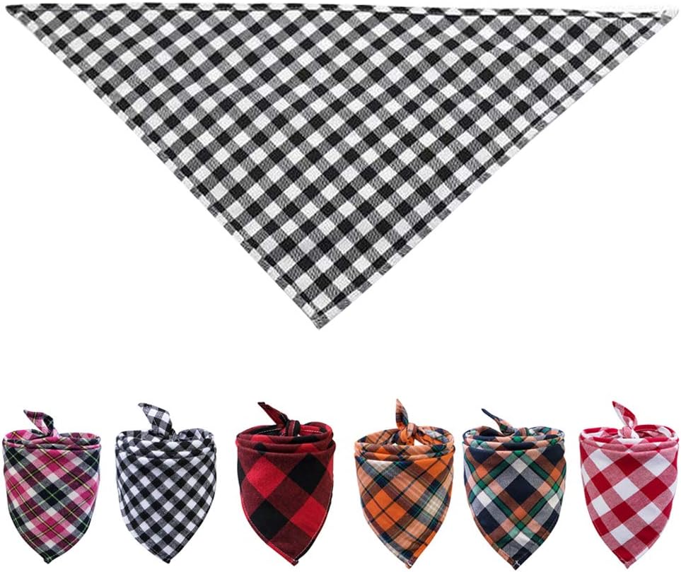 6 Pack of Dog Bandana Washable Reversible Triangle Bibs Scarf, Plaid Painting Kerchief for Small/Medium Dogs and Cats : Pet Supplies