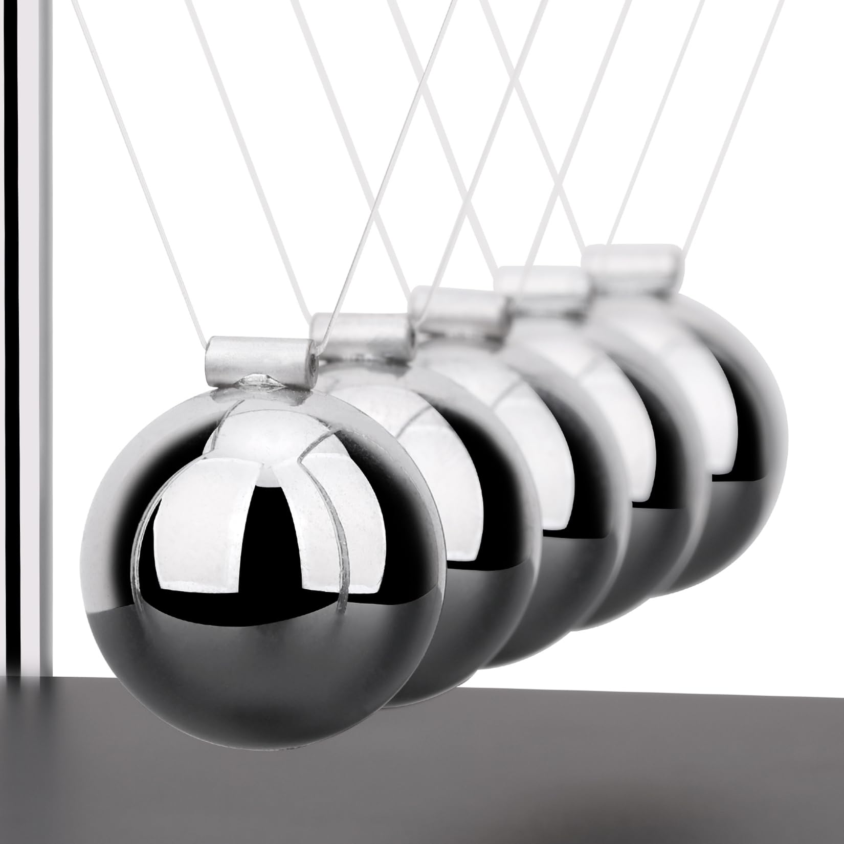 SEVNPRIME 5 Large Beads Newton's Cradle Balance Balls Desk Toys Office Decorations with Black Wooden Base Desk Balance Balls Fun Science Physics Toys for Office/Bedroom/Living Room