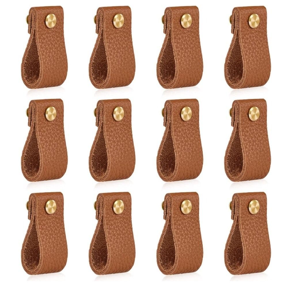 Upluckey Drawer Doors 1/12pcs Cabinet Leather Replacement Fashionable Gold Brass