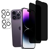 HKKAIS 2-2 Pack Privacy Screen Protector Designed For IPhone14 Pro Max Anti Spy Private Tempered Glass Film 2-Pack Camera Lens Protector Film 2-Pack