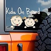 ZUKHL 2pcs 9.45"x5.91" Kids On Board Cartoon Car Sticker - Durable Vinyl, Easy to Apply & Remove, Rearview Mirror Safe Decal for SUV and Vehicles, Car Window Decal #2BZ318