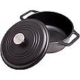 Victoria 4-Quart Cast Iron Dutch Oven with Lid and Dual Loop Handles, Seasoned with Flaxseed Oil, Made in Colombia,Black