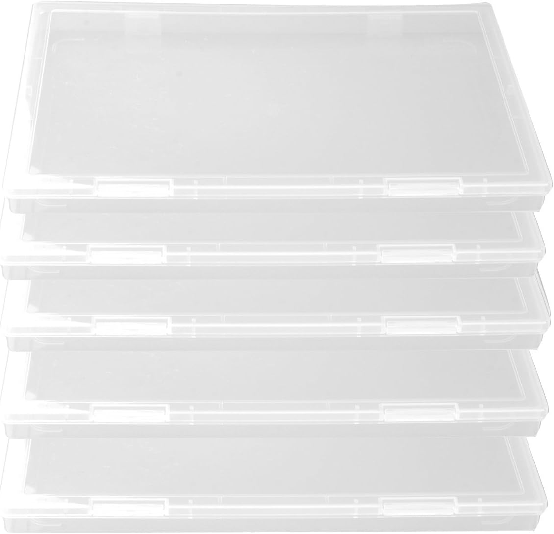 OULII A4 Clear Plastic Paper File Box Document Storage Box Case