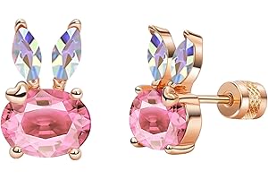 Liaya Hypoallergenic Earrings Bunny Necklace for Women Girls 925 Sterling Silver Cute Animal Stud Earrings Jewelry Gifts Litt
