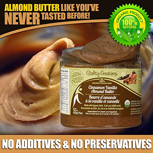 Almond Butter 100% Organic. Keto - 7 grams of Protein. Low Sugar. Enhanced with Chia, Flax and Hemp. Flavored with… - Image 3