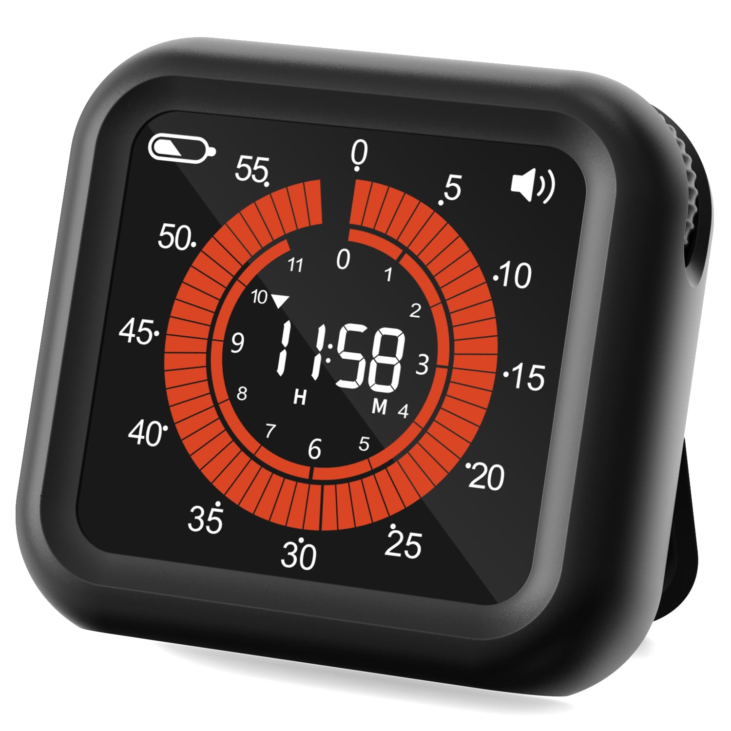 MeesMeek Digital Visual Timer - Max 11H 59M Rechargeable Countdown With VA Display, Clear Digits, Adjustable Volume and Brightness, Magnetic for Kitchen, Classroom, Office (Black)