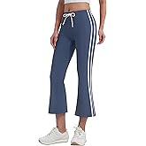 MOOSLOVER Women Flare Capri Leggings High Waisted Color Block Drawstring Bootcut Flared Cropped Yoga Pants