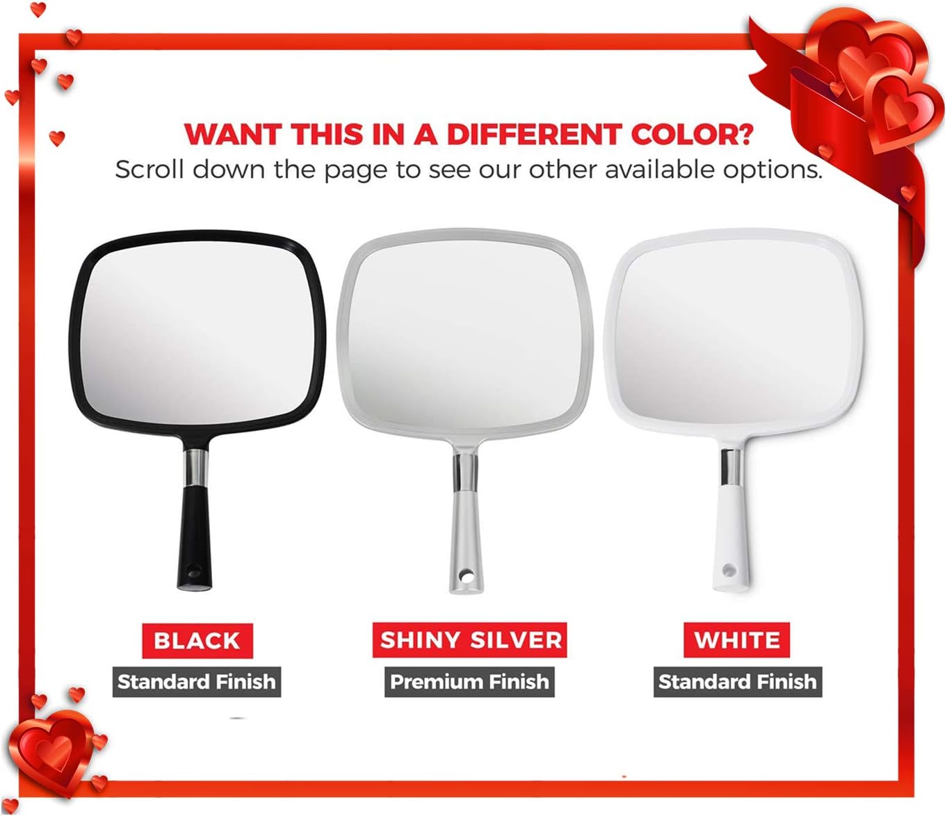 Mirrorvana Large & Comfy Hand Held Mirror with Handle - Professional Salon Model in White (1-Pack): Home & Kitchen