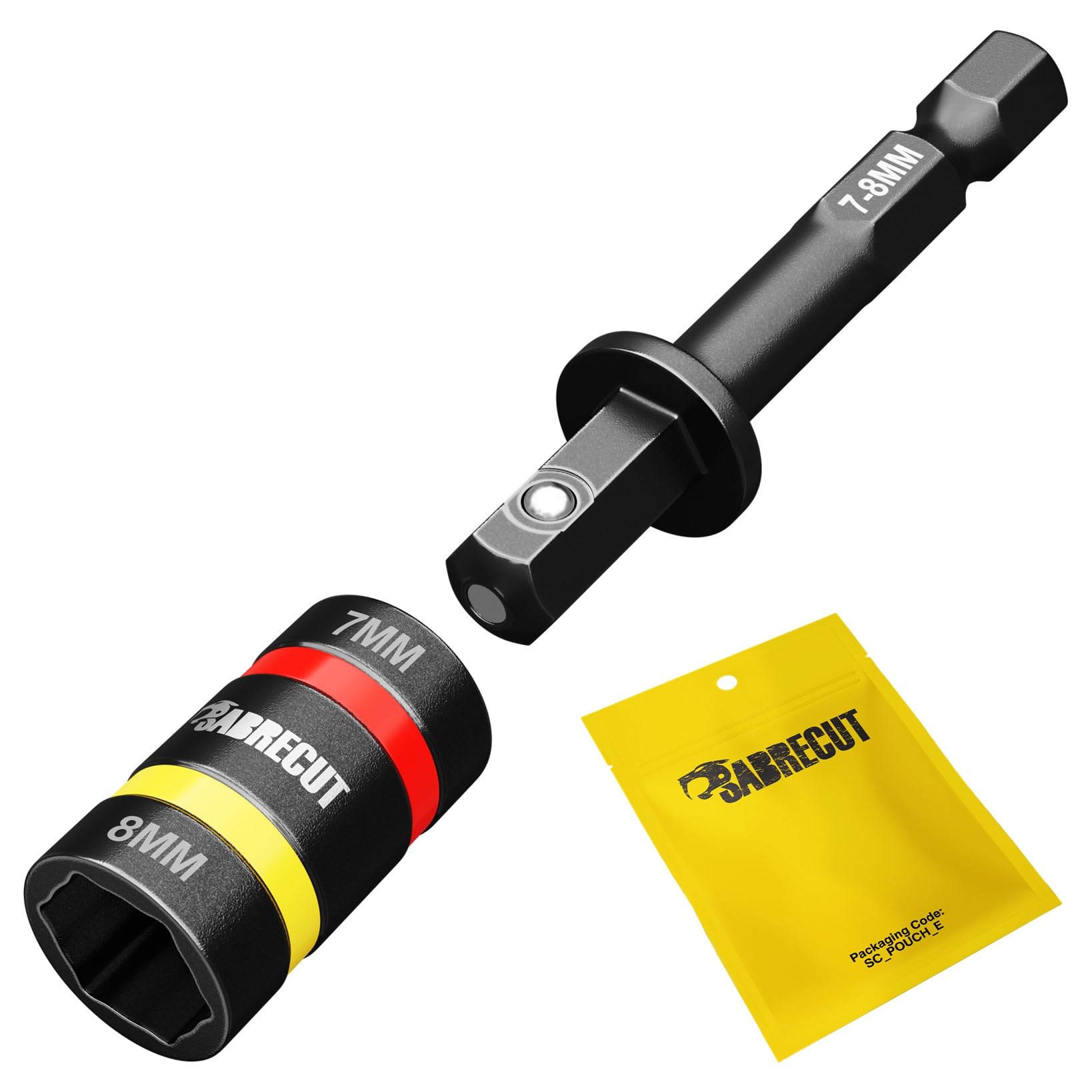 1 x SabreCut SCDIN7-8 Dual Size 7mm & 8mm Magnetic 60mm Long Reversable 2-in-1 Easy Clean Impact Rated Hex Head Nut Socket Driver for Drills and Impact Drivers