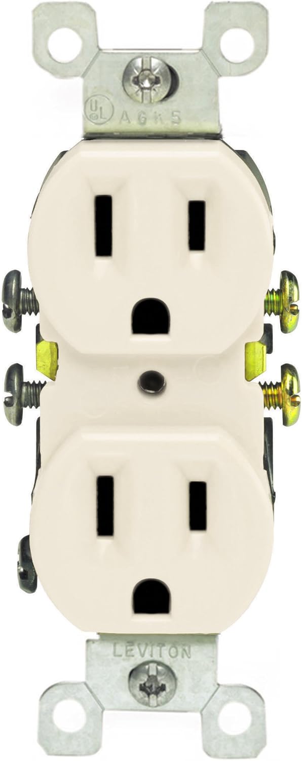 Leviton 5320-WMP 15 Amp, 125 Volt, Duplex Receptacle, Residential Grade, Grounding, 10-Pack, White - Electrical Outlets - 