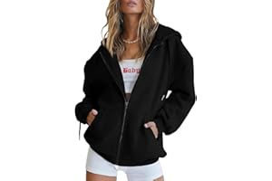 HUCHPI Oversized Zip Up Hoodie Womens Long Sleeve Hoodie Sweatshirts Lightweight Pullover Tops Cotton Sweatshirt Dress