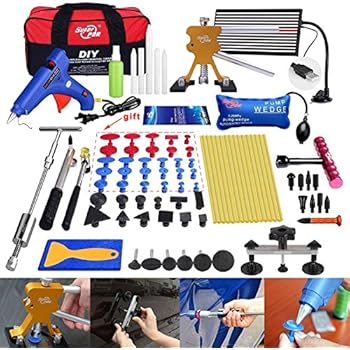 Fly5D 74 Pcs Car Body Paintless Repair Removal Tools Automotive Door Ding Dent Silde Hammer Glue Puller Repair Starter Set Kits for Car Hail Damage and Door Dings Repair